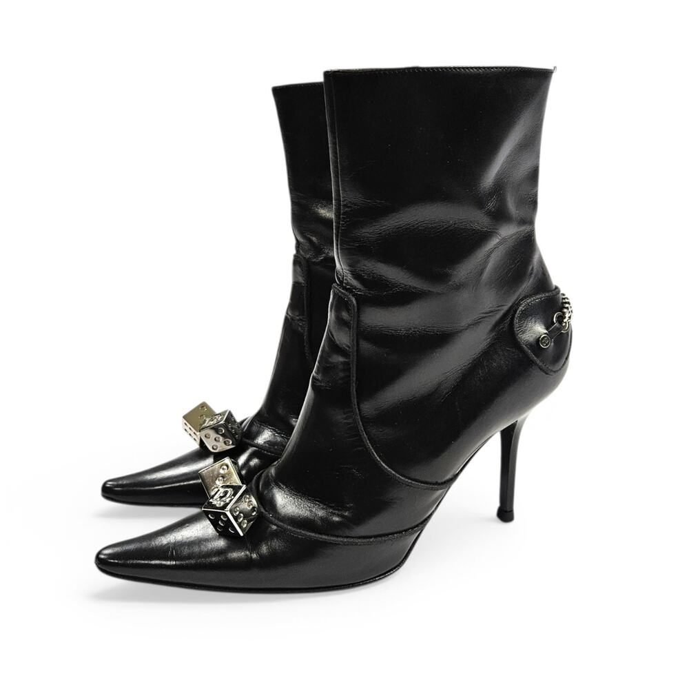 Christian Dior by Galliano FW 2004 Black Gambler Ankle Boots - IT 36.5 (6.5) - Picture 4 of 8
